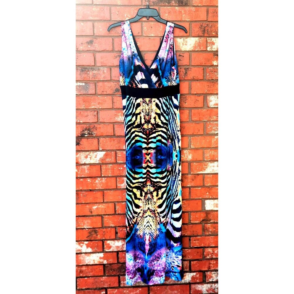 Maxi Halter Top Summer Dress Multi Vibrant Colors Size 12